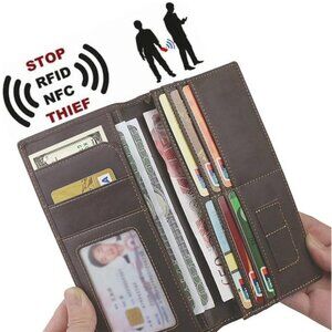 Skull Bifold Wallet for Men RFID Blocking Full Grain Leather